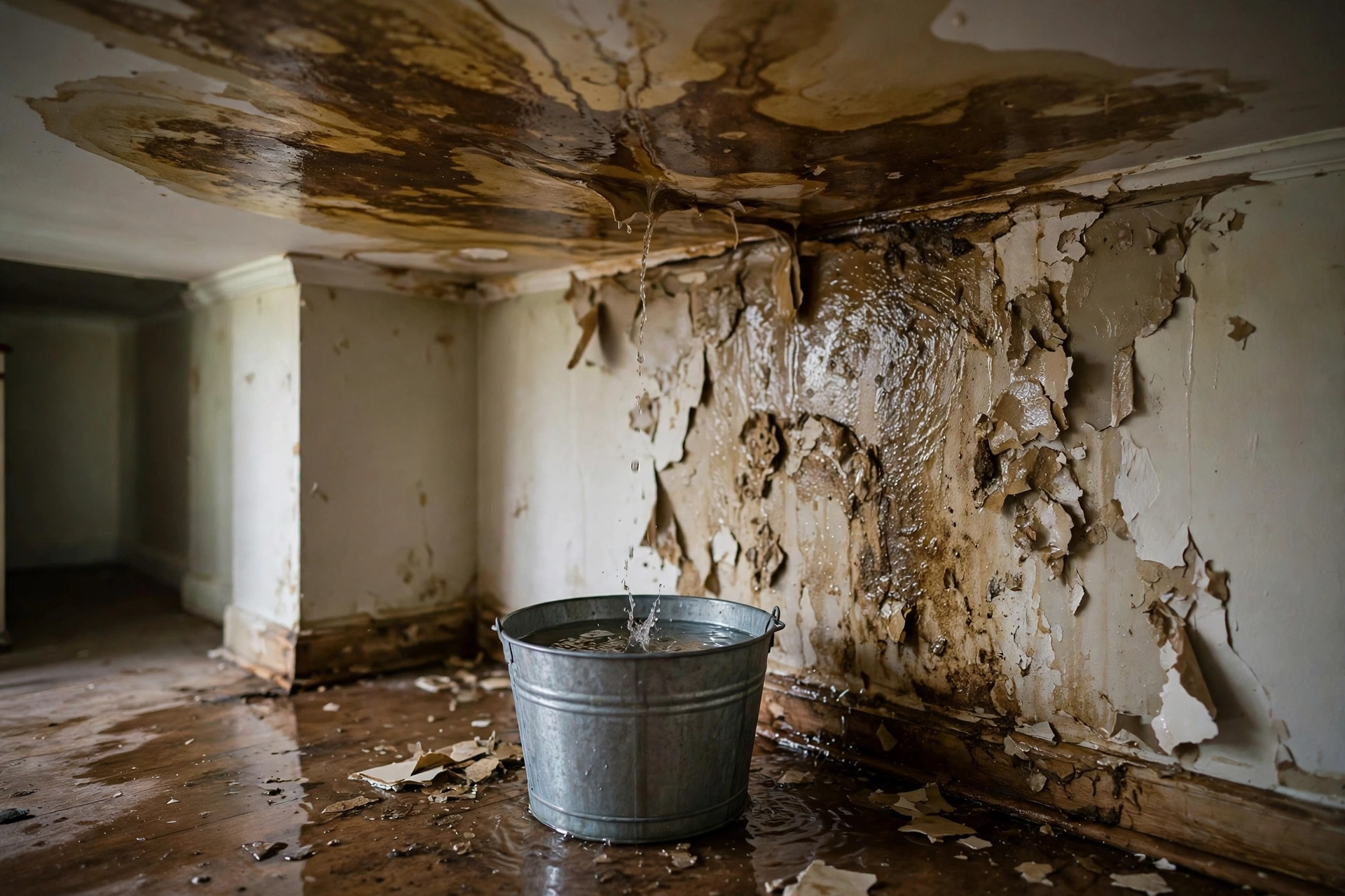 Roof leak water damage on a ceiling in McKinney, TX